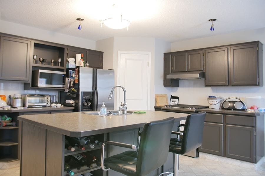 Stylish dark grey painted kitchen Calgary