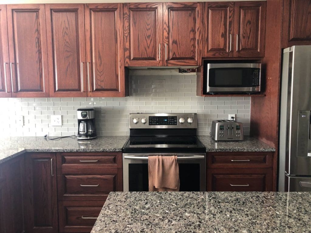 Cochrane cherry stain kitchen before painting
