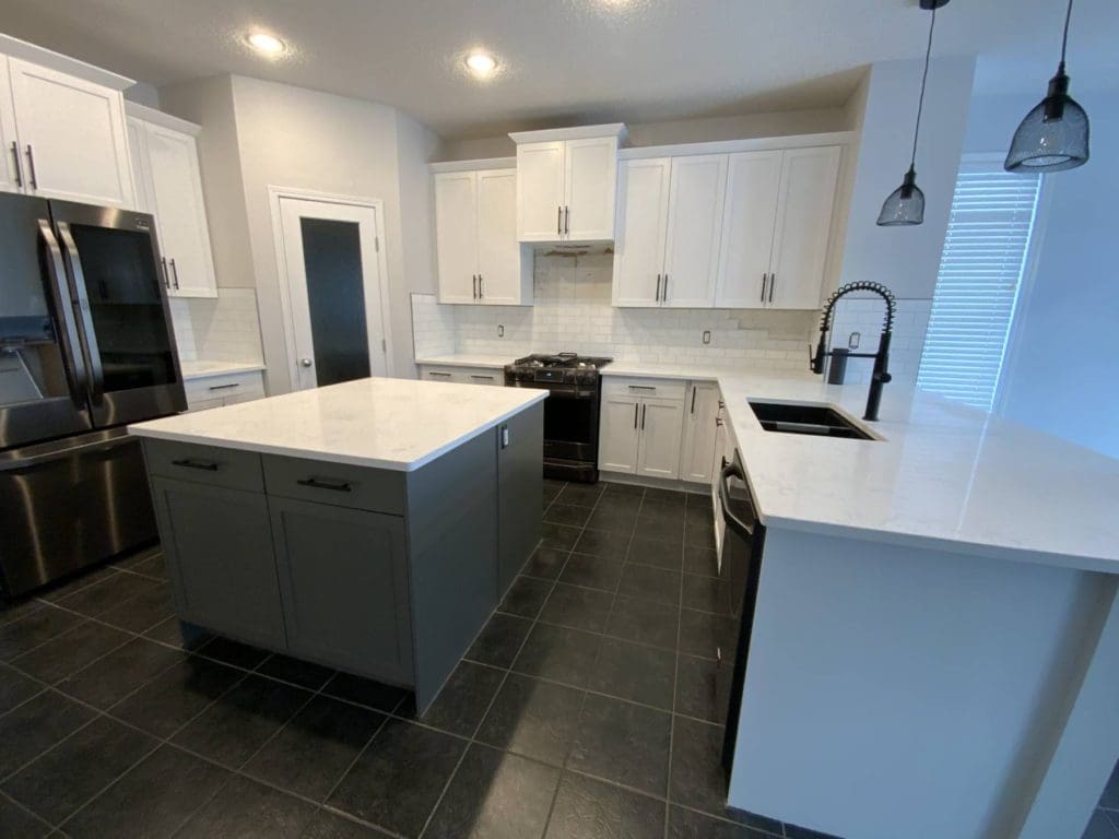 Modern two-tone white and dark grey painted kitchen