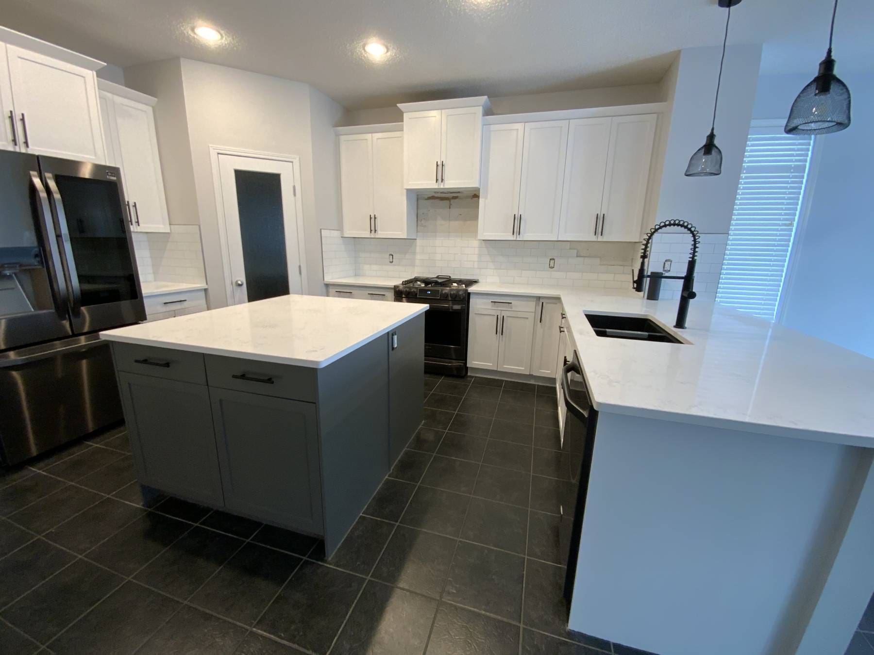 Modern two-tone white and dark grey painted kitchen