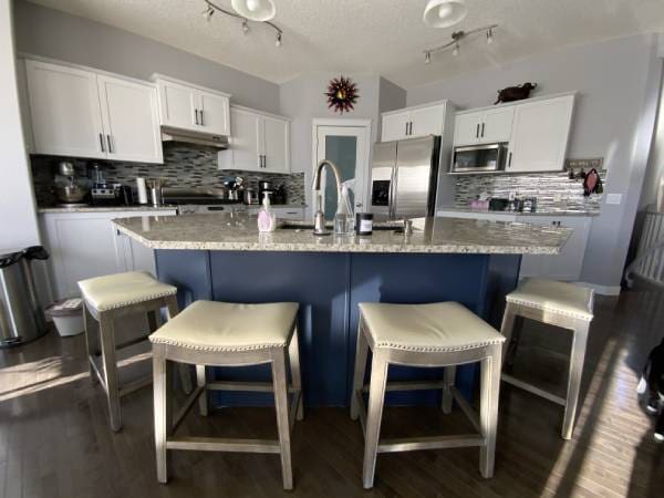 SE Calgary modern two-tone painted white and blue kitchen