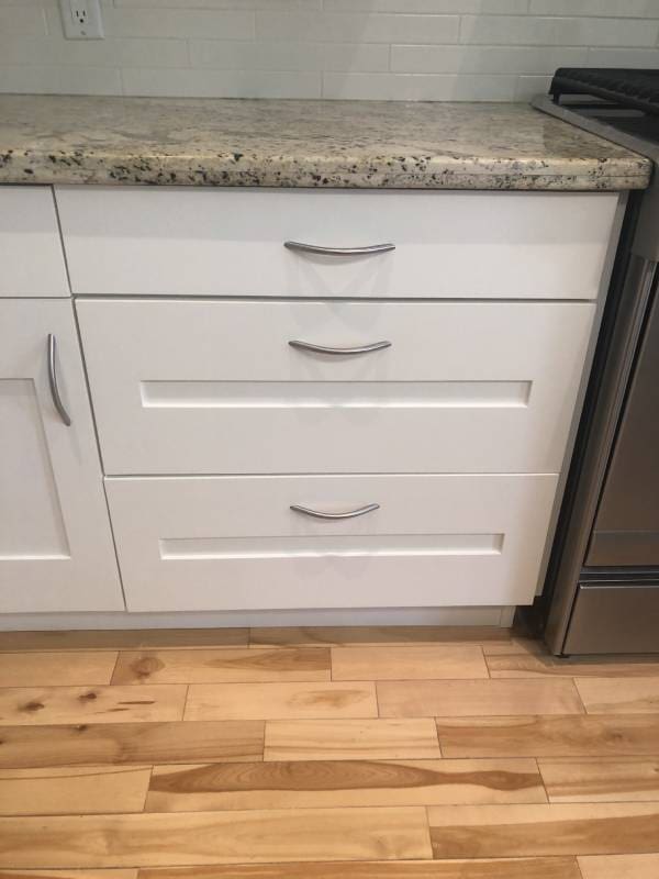 SW Calgary modern white painted lower cabinets