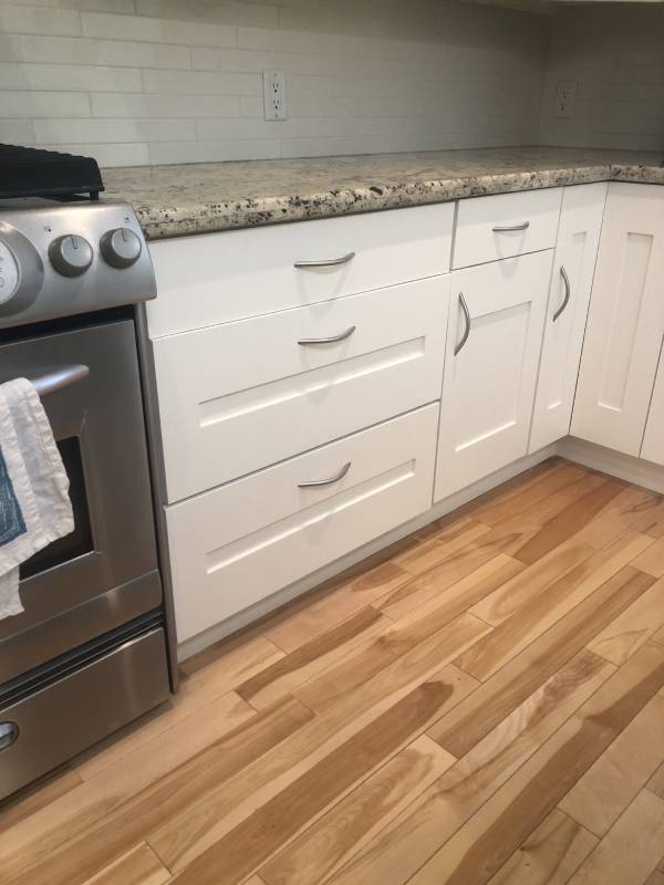 SW Calgary modern white painted lower cabinets