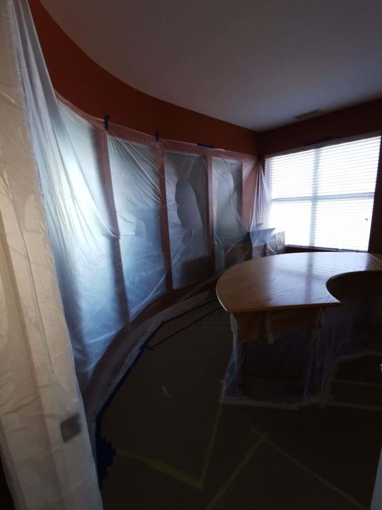 Prepping off downtown condo office space for painting