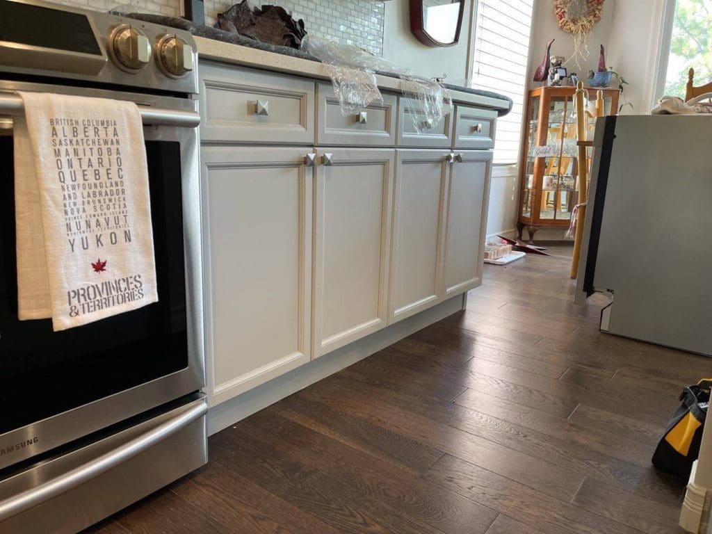 Okotoks modern grey painted lower cabinets