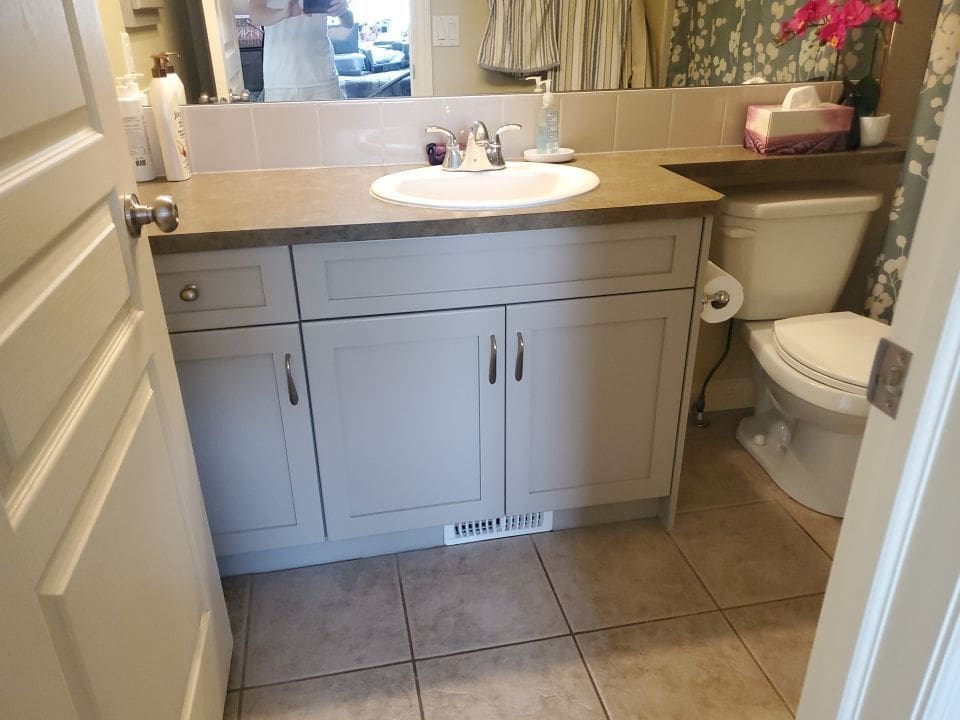 Cherry Stain Cabinets Painted Grey after 5