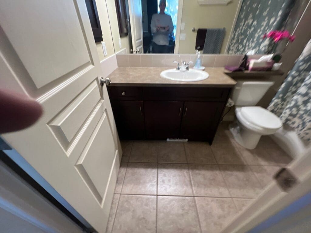 Cherry Stain Cabinets Painted Grey before 10