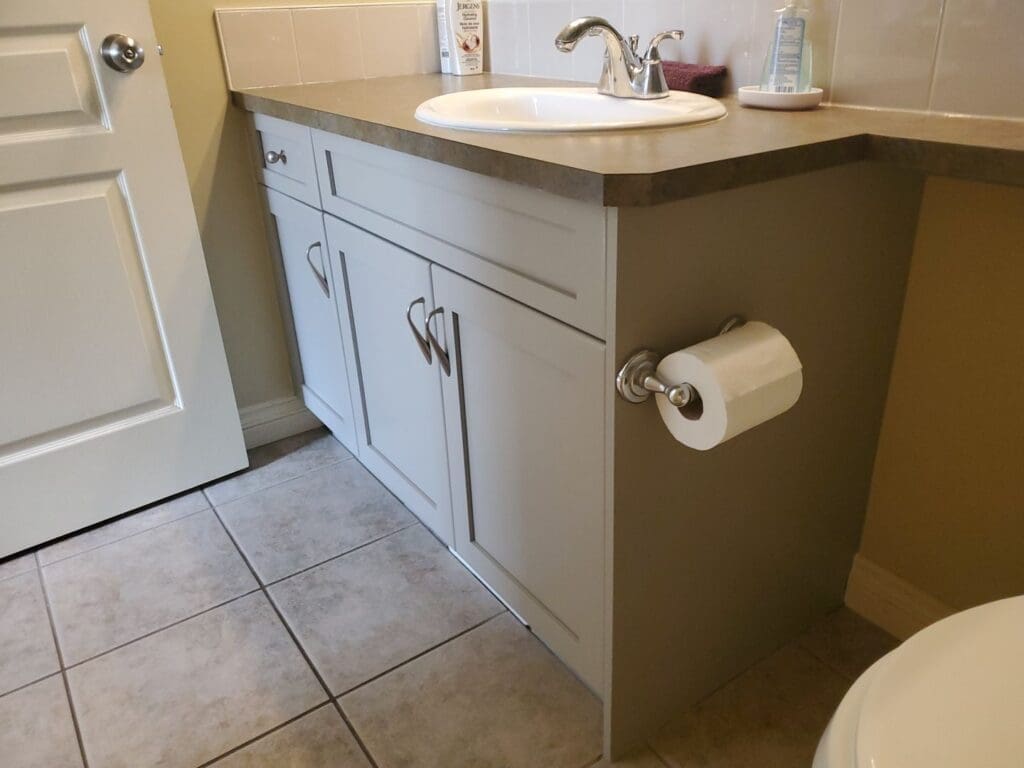 Cherry Stain Cabinets Painted Grey after 6