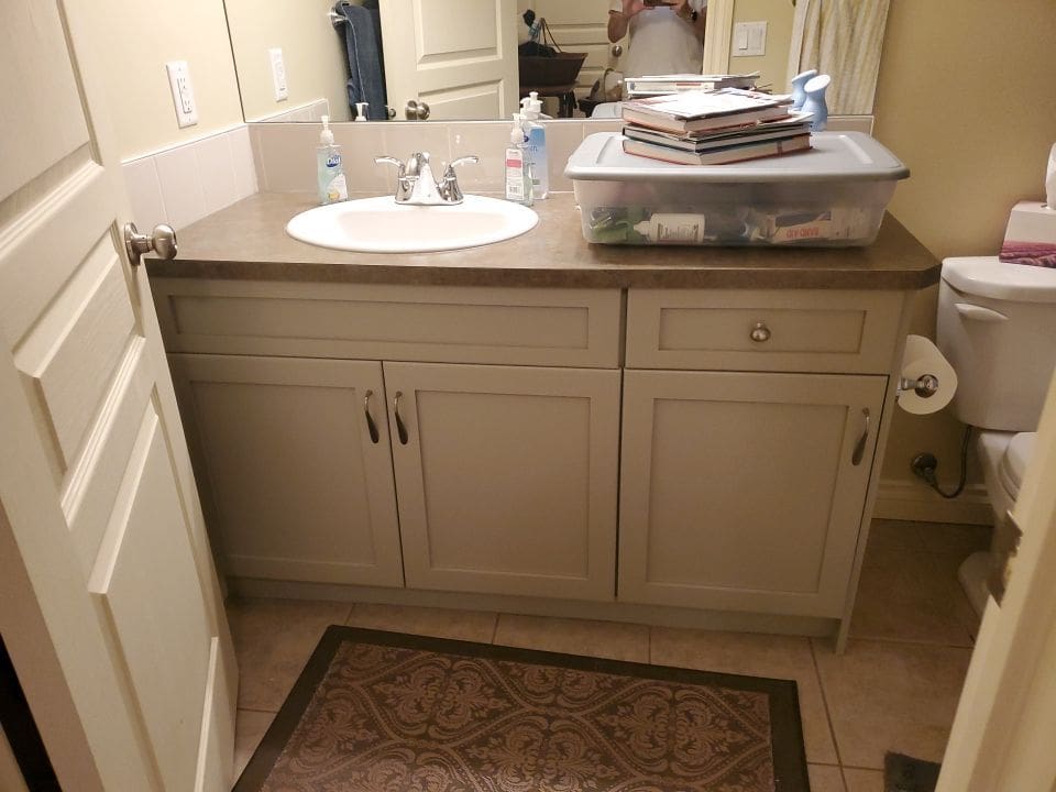 Cherry Stain Cabinets Painted Grey after 7