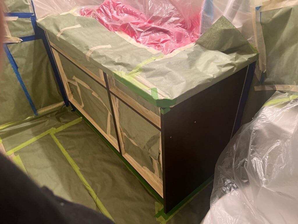 Cherry Stain Cabinets Painted Grey before 4