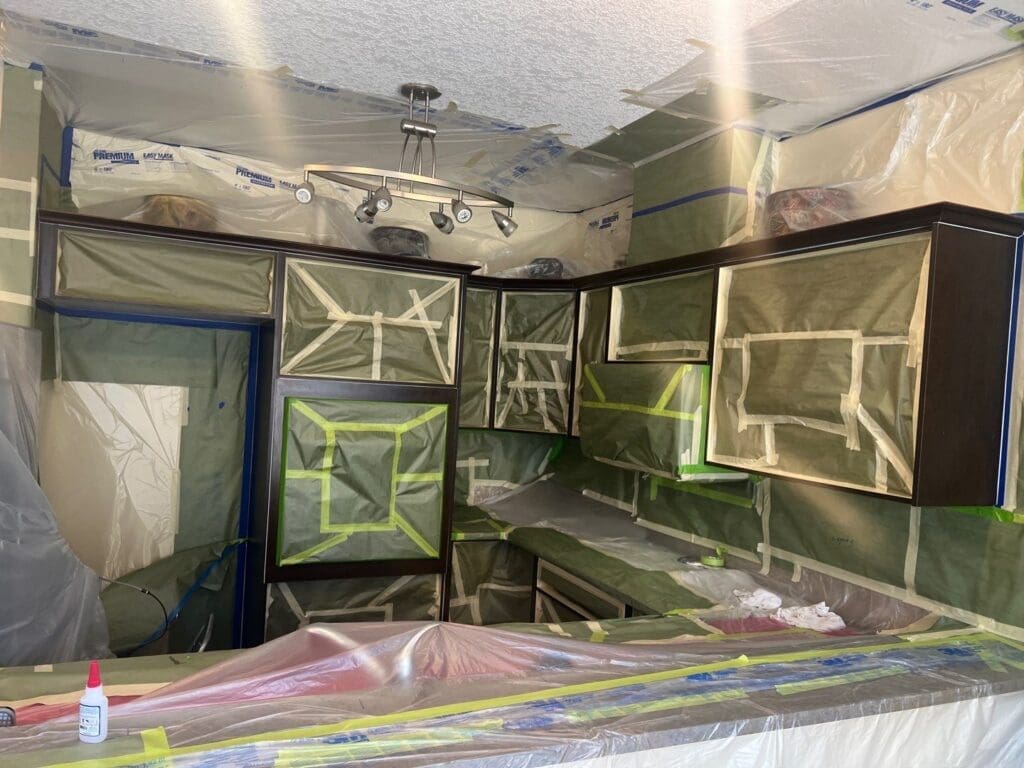 Cherry Stain Cabinets Painted Grey before 2