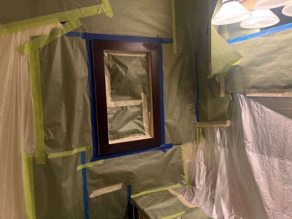 Cherry Stain Cabinets Painted Grey before 1