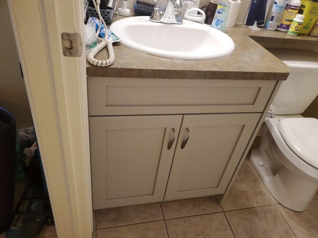 Cherry Stain Cabinets Painted Grey after 9