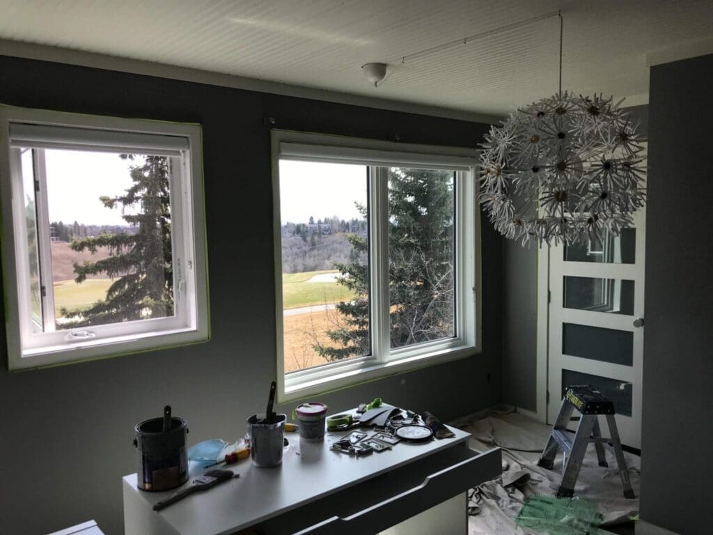 Purple Room Repainted Grey after 9