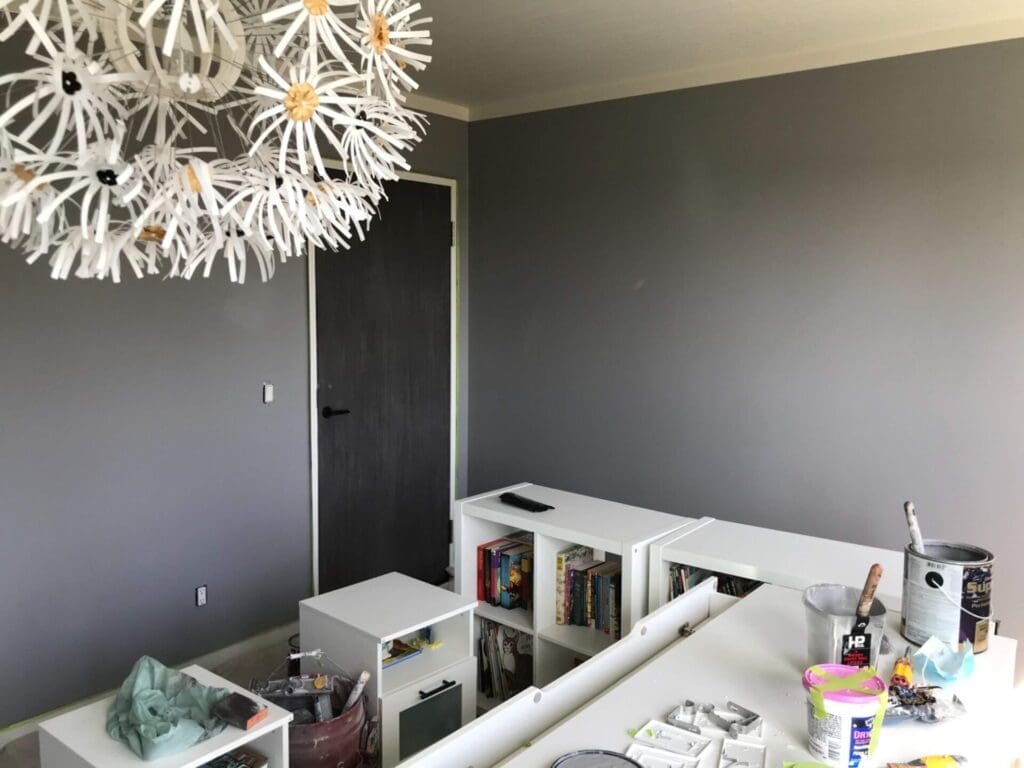 Purple Room Repainted Grey after 8