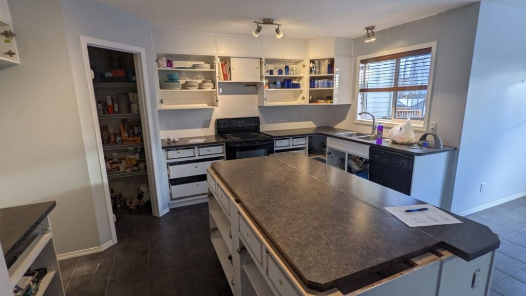 Red Cabinets Painted White after 11