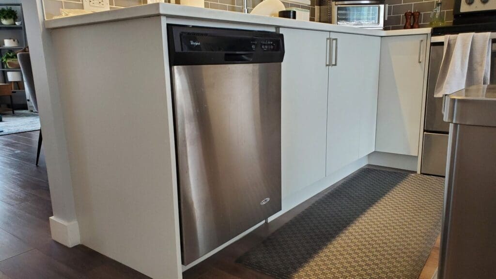 Burgundy Cabinets Painted Off-White after 6