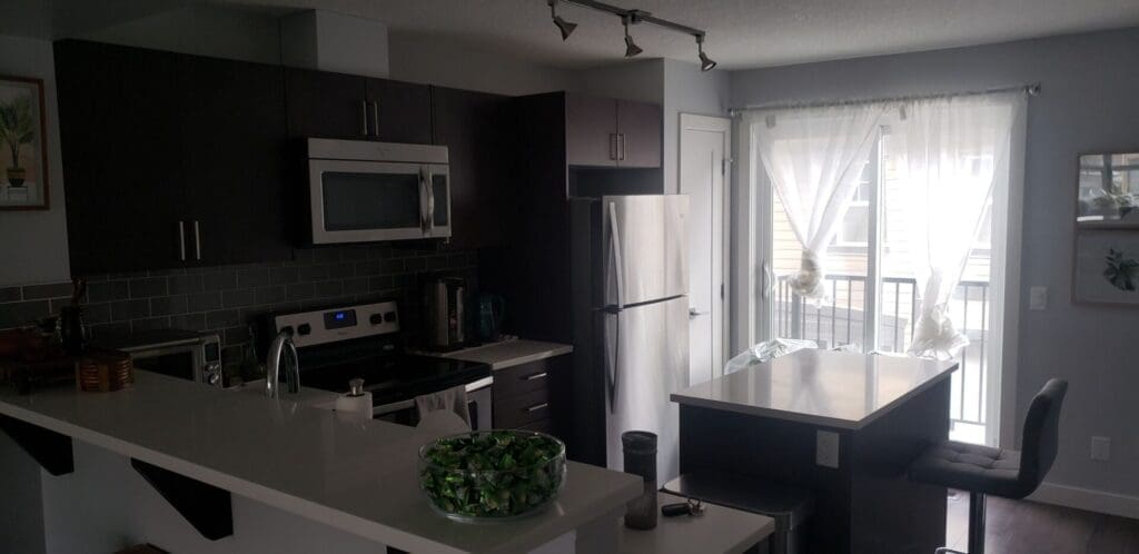 Burgundy Cabinets Painted Off-White before 1