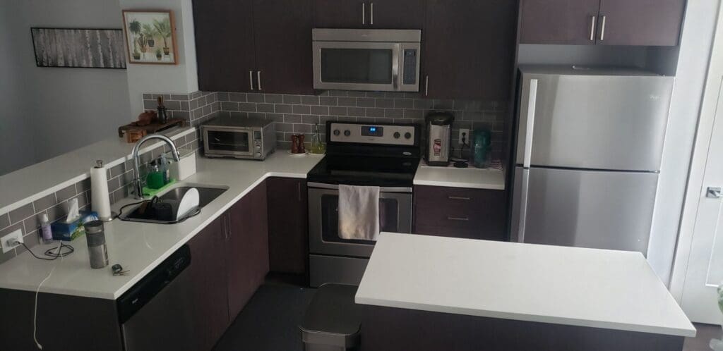 Burgundy Cabinets Painted Off-White before 2