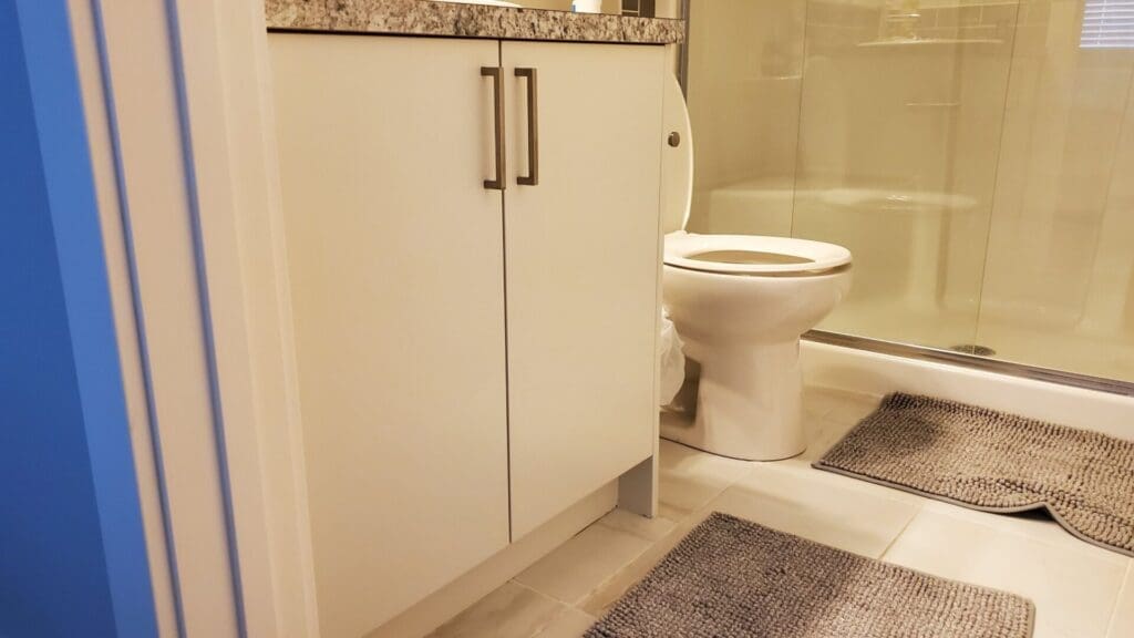 Burgundy Cabinets Painted Off-White after 7