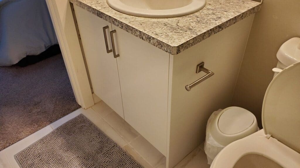 Burgundy Cabinets Painted Off-White after 8