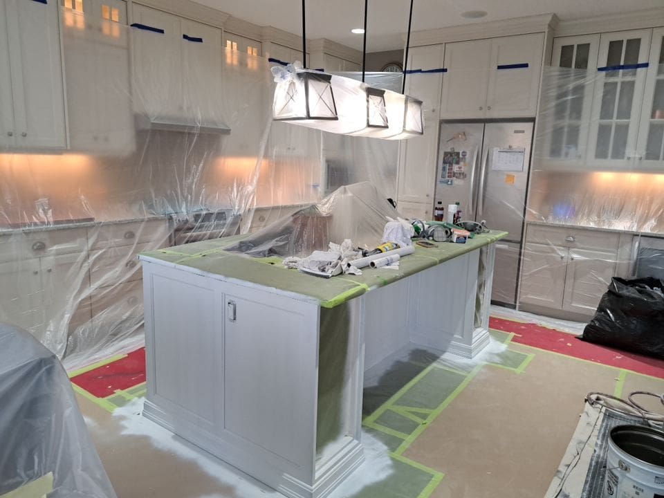 banister paint matched prep 1