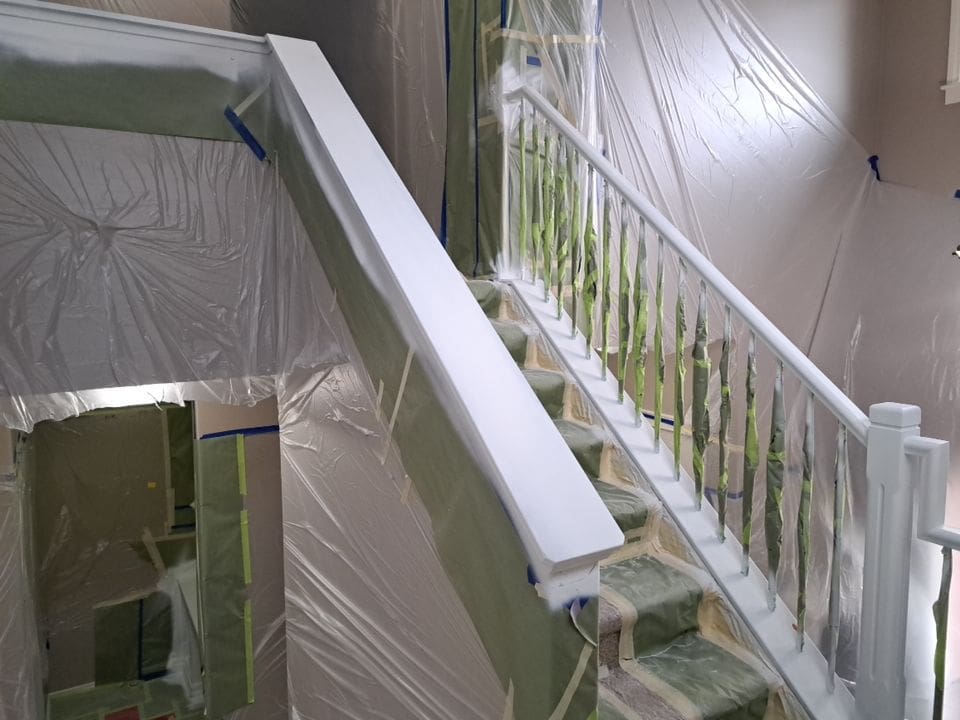 banister paint matched prep 7