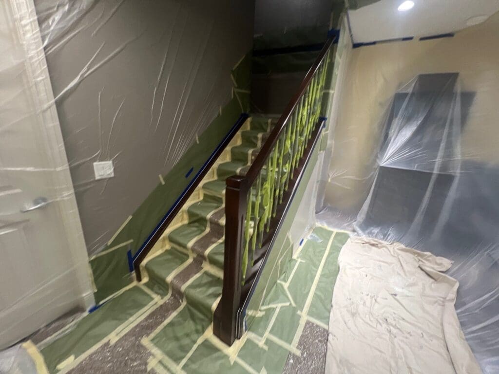 banister paint matched prep 14