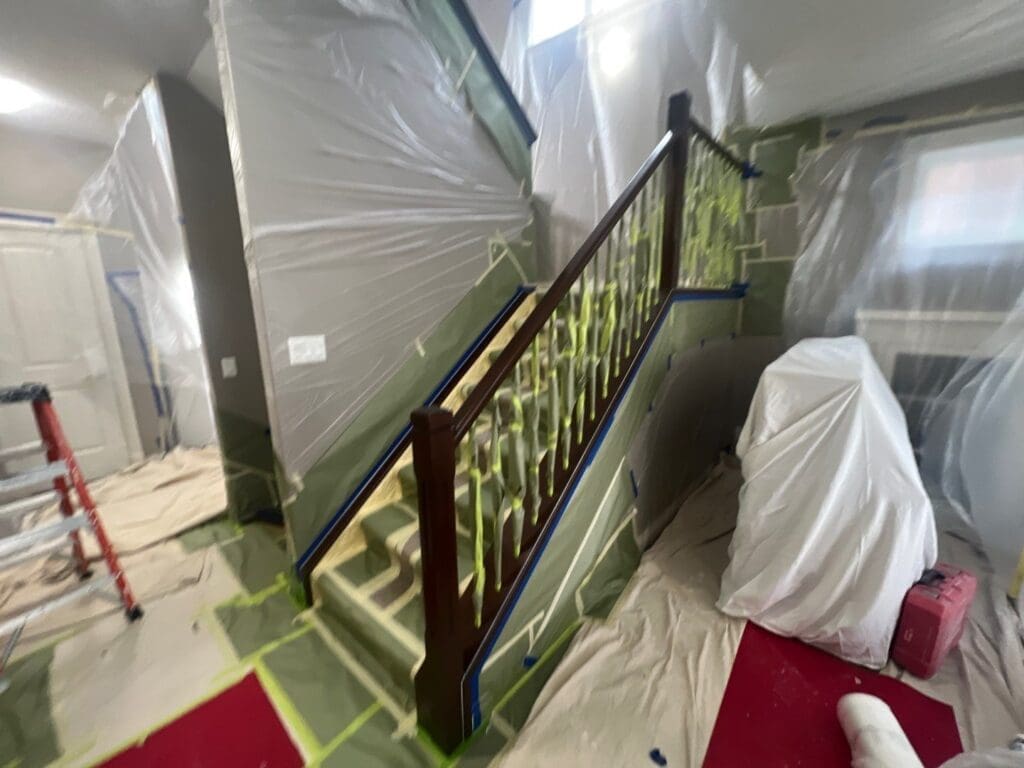 banister paint matched prep 13