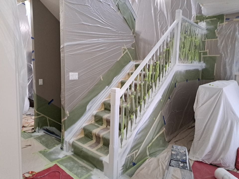 banister paint matched prep 8