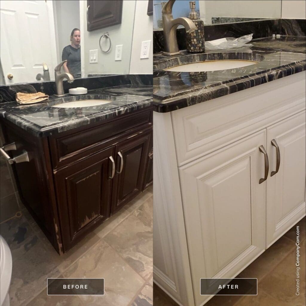 Bath Vanities Painted White after 2