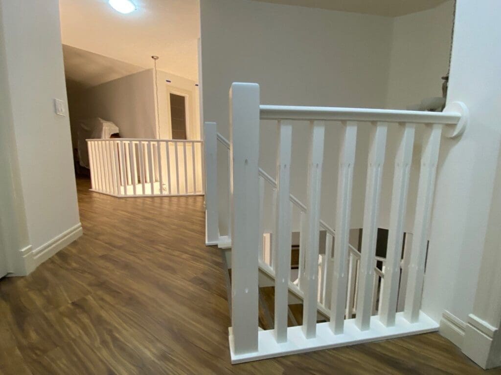 Oak Banister Painted White after 2