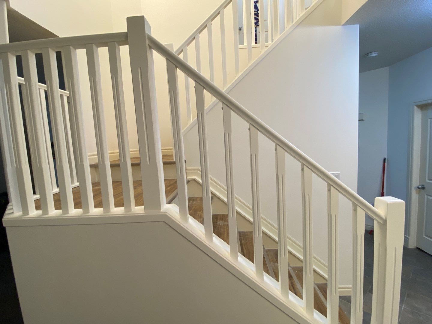 Oak Banister Painted White after 5