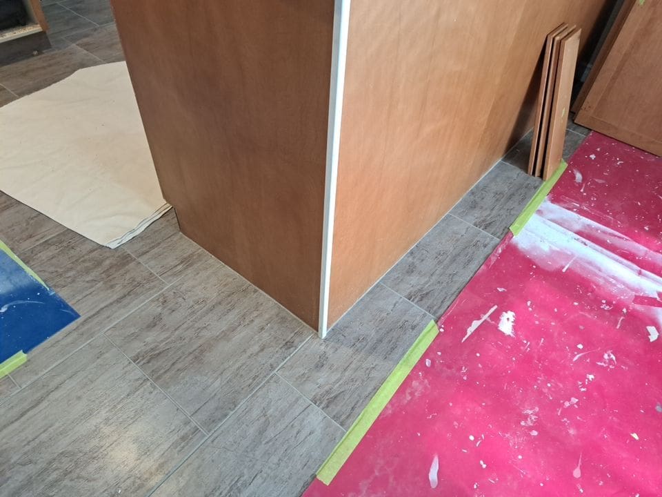 cabinets painting grey before 4