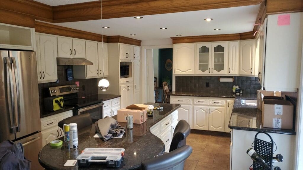 Oak Cabinetry Painted White after 9