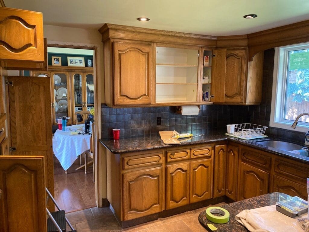 Oak Cabinetry Painted White before 5