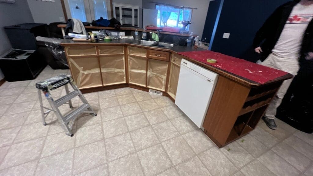 Two tone painted cabinets prep 9