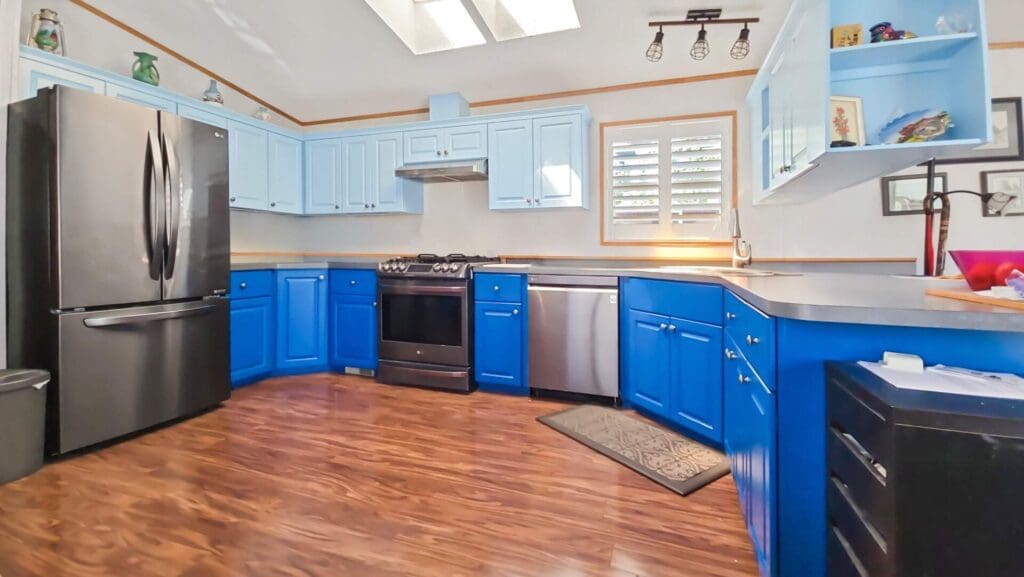 two-tone blue kitchen 6