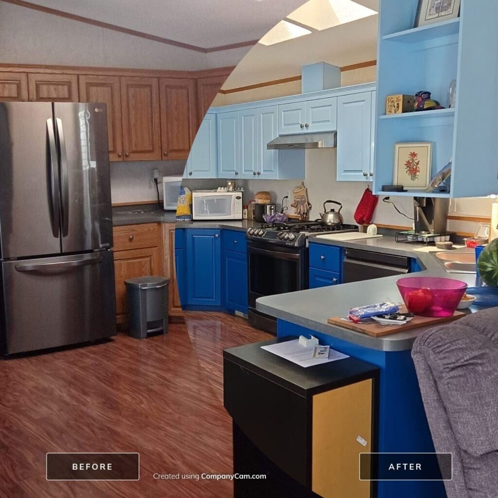 two-tone blue kitchen 7