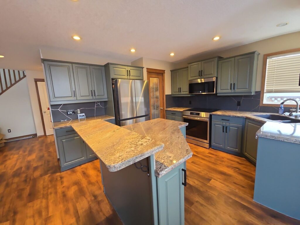 earthy green kitchen repaint 1