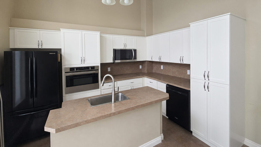 orange to white kitchen remodel Calgary